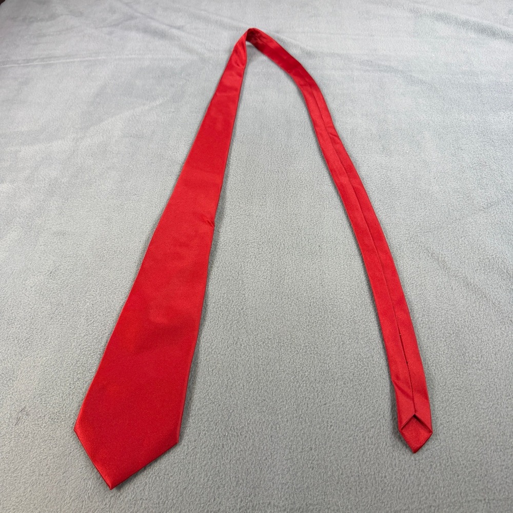 Embassy Square Mens Red Solid Necktie Classic Formal Business Satin Tie